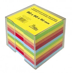 Blok poznámkový špalík nelepený 9x9x9 cm 5 farebný v plaste