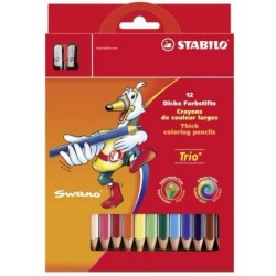 Ceruzky STABILO TRIO/12 3HR farebná súprava so strúhadlom